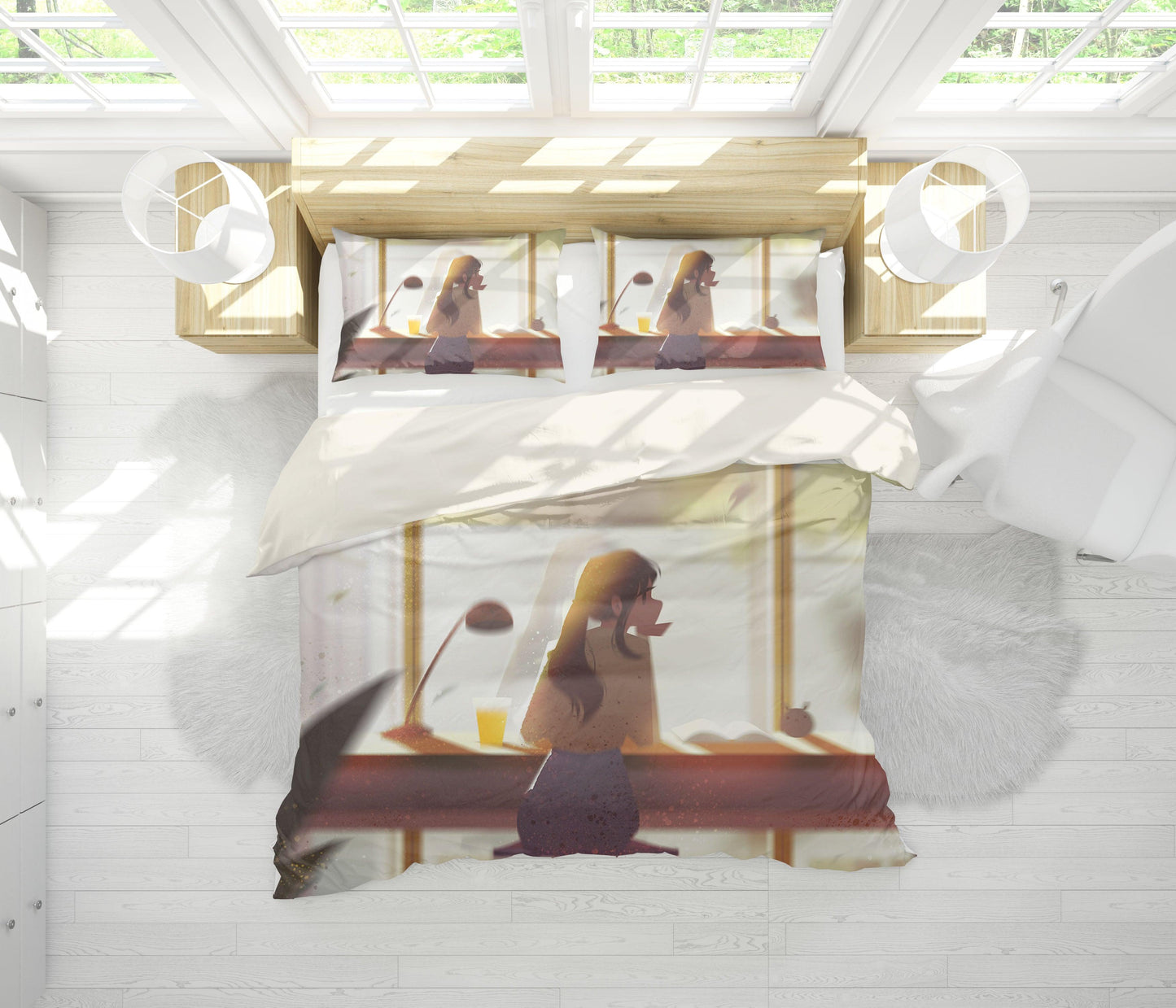 3D Cartoon Girl Quilt Cover Set Bedding Set Pillowcases 121