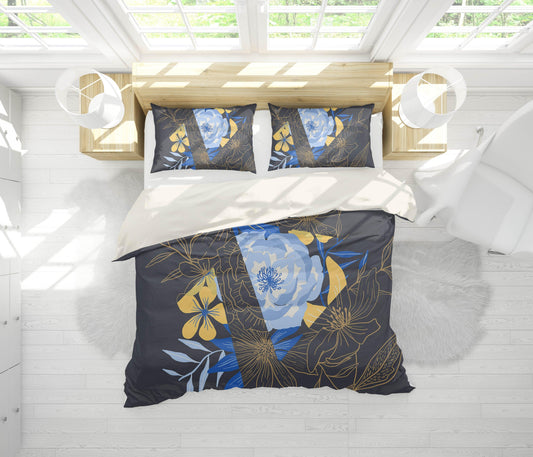 3D Blue Flowers Quilt Cover Set Bedding Set Pillowcases 101