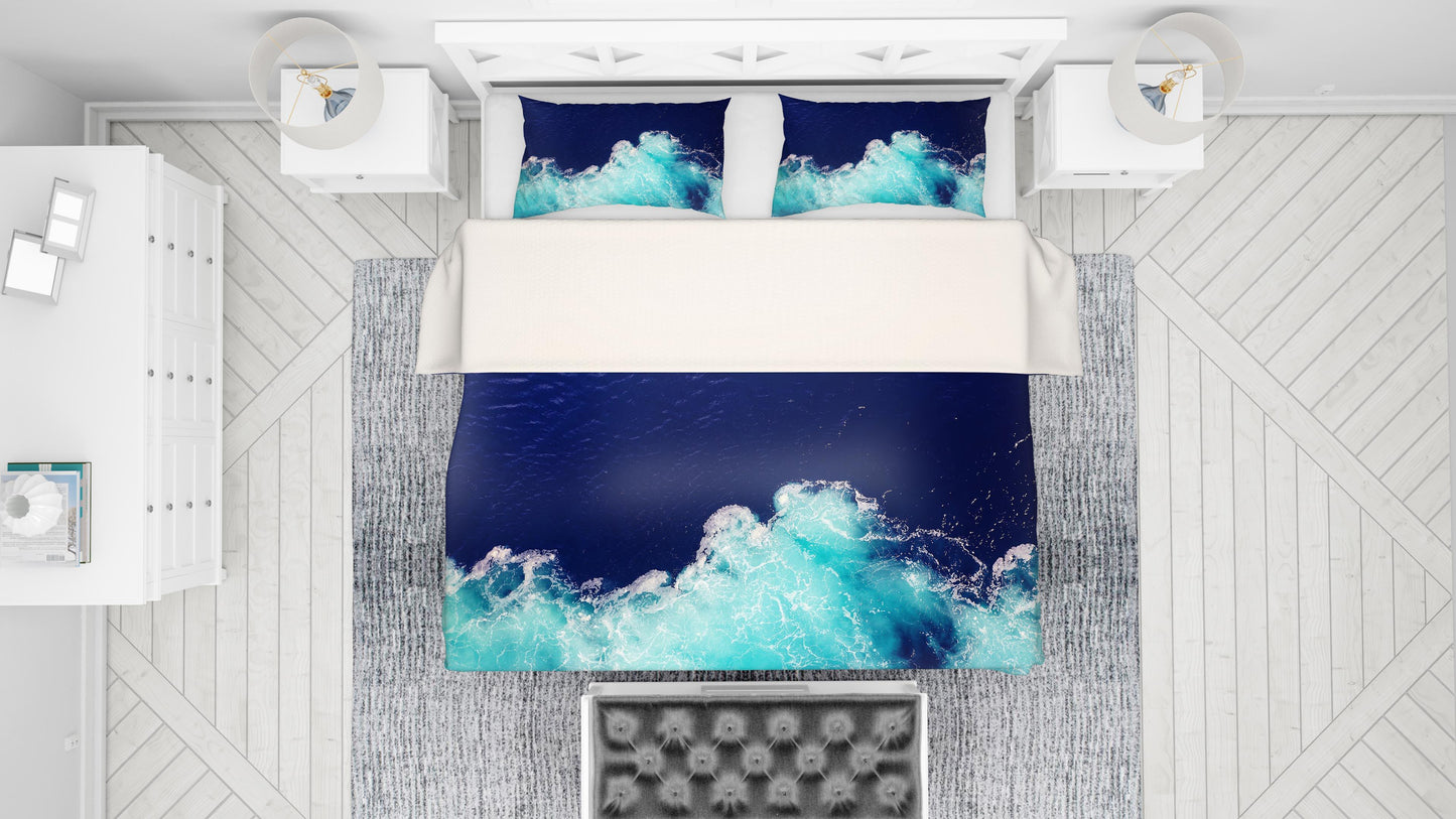 3D Blue Sea Wave Quilt Cover Set Bedding Set Pillowcases 21