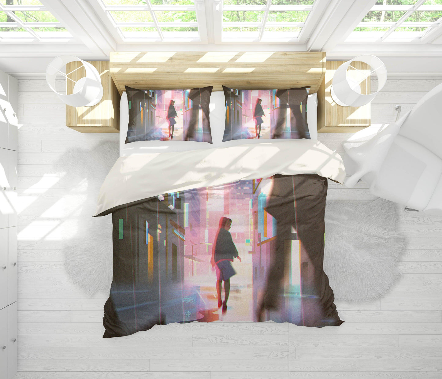 3D Cartoon House Girl Quilt Cover Set Bedding Set Pillowcases 170