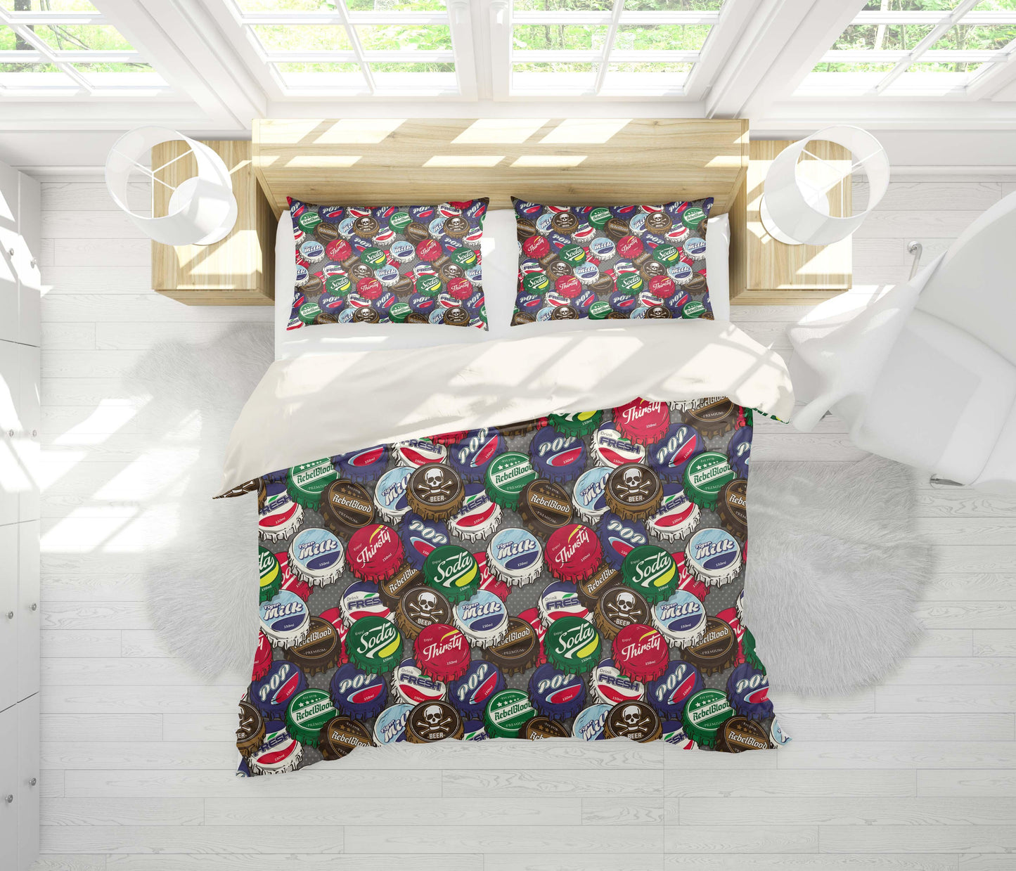 3D Bottle Cap Quilt Cover Set Bedding Set Pillowcases 100