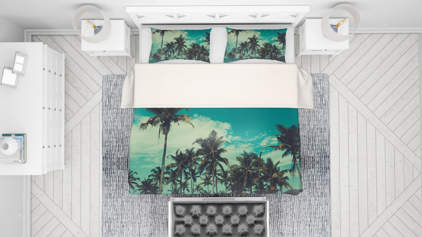 3D Blue Sea Coconut Tree Quilt Cover Set Bedding Set Pillowcases 24