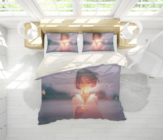 3D Cartoon Girl Quilt Cover Set Bedding Set Pillowcases 162