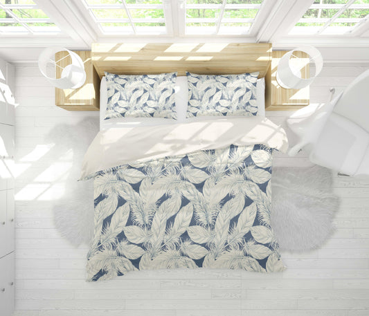 3D Blue White Feather Quilt Cover Set Bedding Set Pillowcases 121