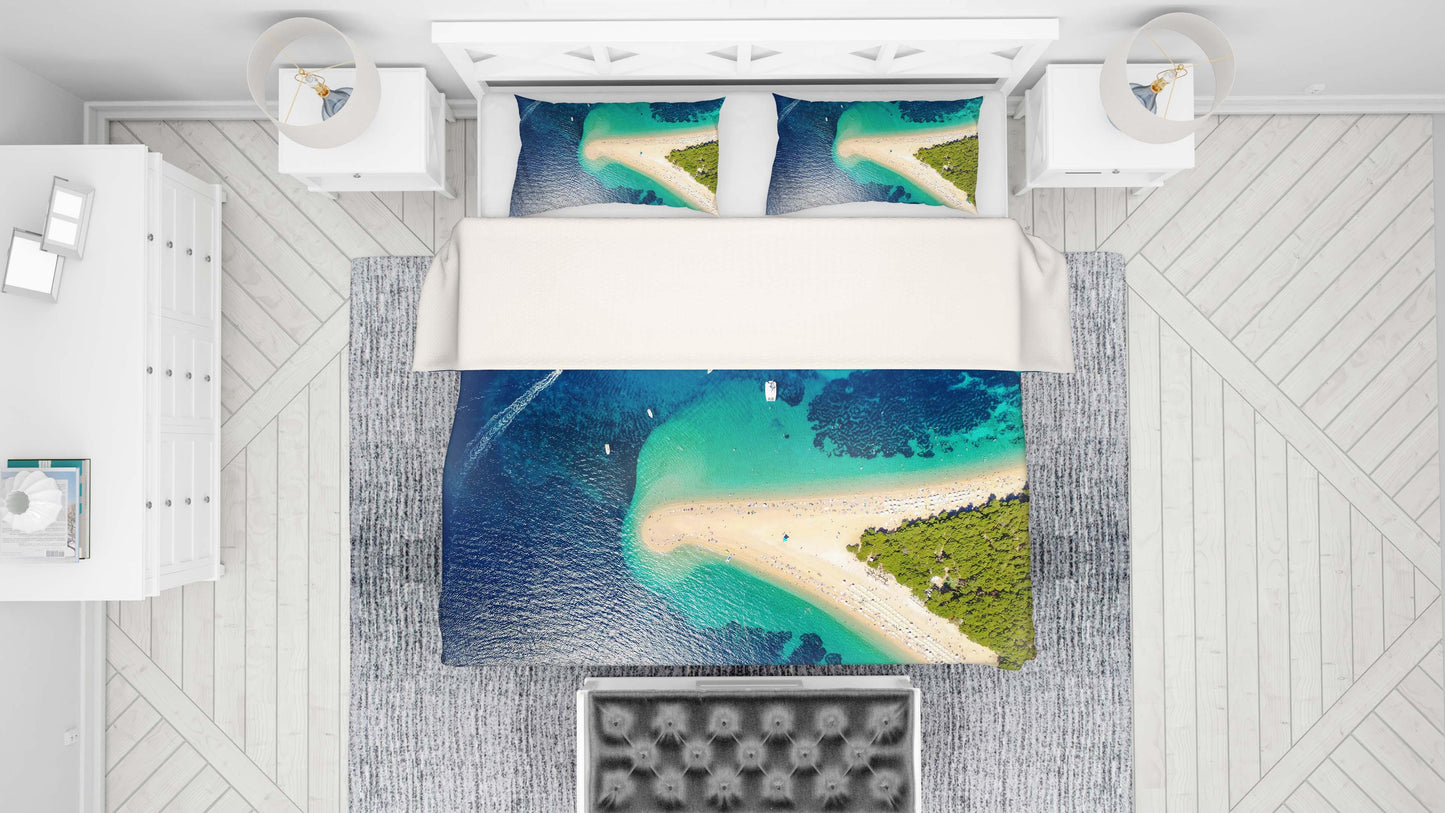 3D Blue Sea Beach Forest Quilt Cover Set Bedding Set Pillowcases 36