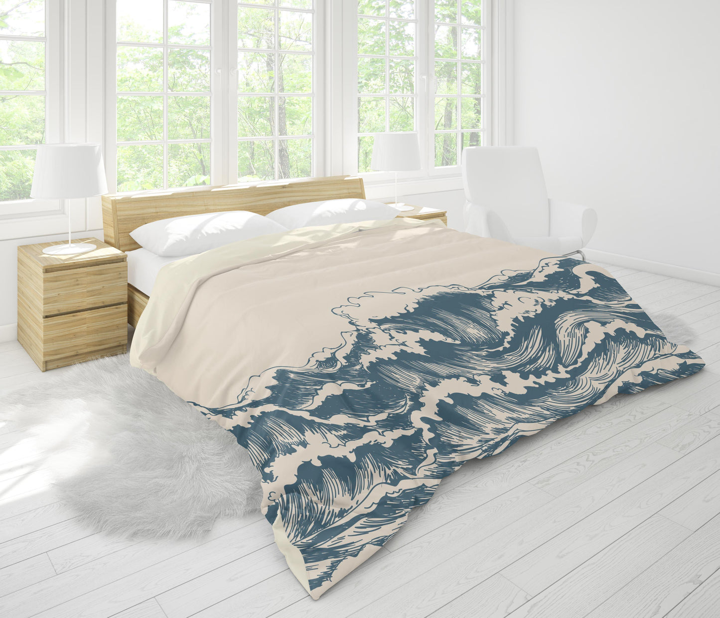 3D Blue Wave Quilt Cover Set Bedding Set Pillowcases 118