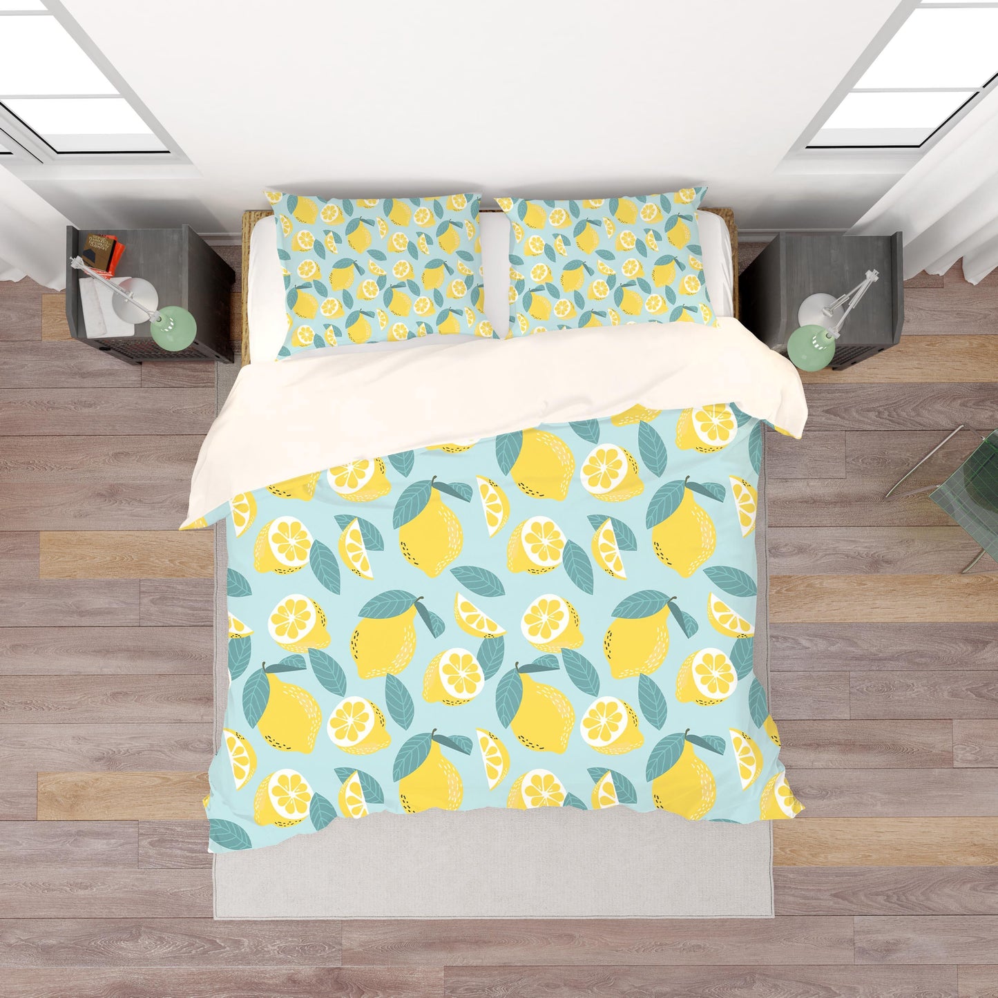 3D Blue Yellow Lemon Quilt Cover Set Bedding Set Pillowcases 215
