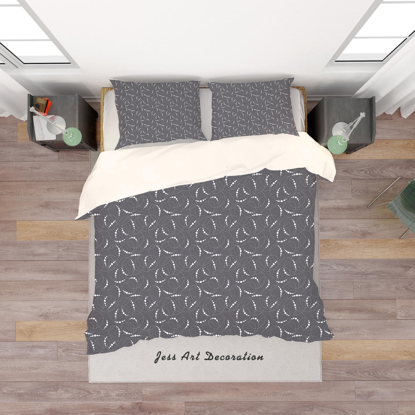 3D Black Pattern Curve Quilt Cover Set Bedding Set Pillowcases 23