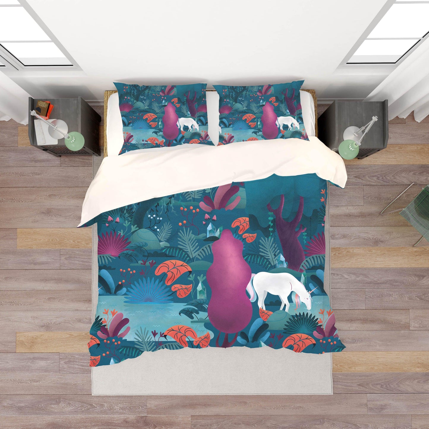 3D Cartoon Forest Unicorn Quilt Cover Set Bedding Set Pillowcases 131