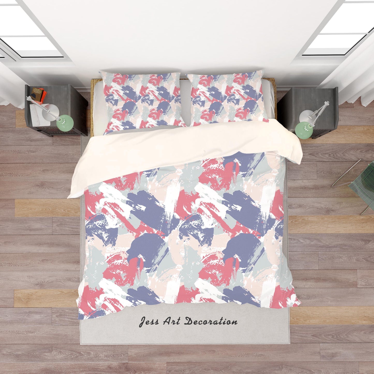 3D Blue Red Green Watercolor Quilt Cover Set Bedding Set Pillowcases 54