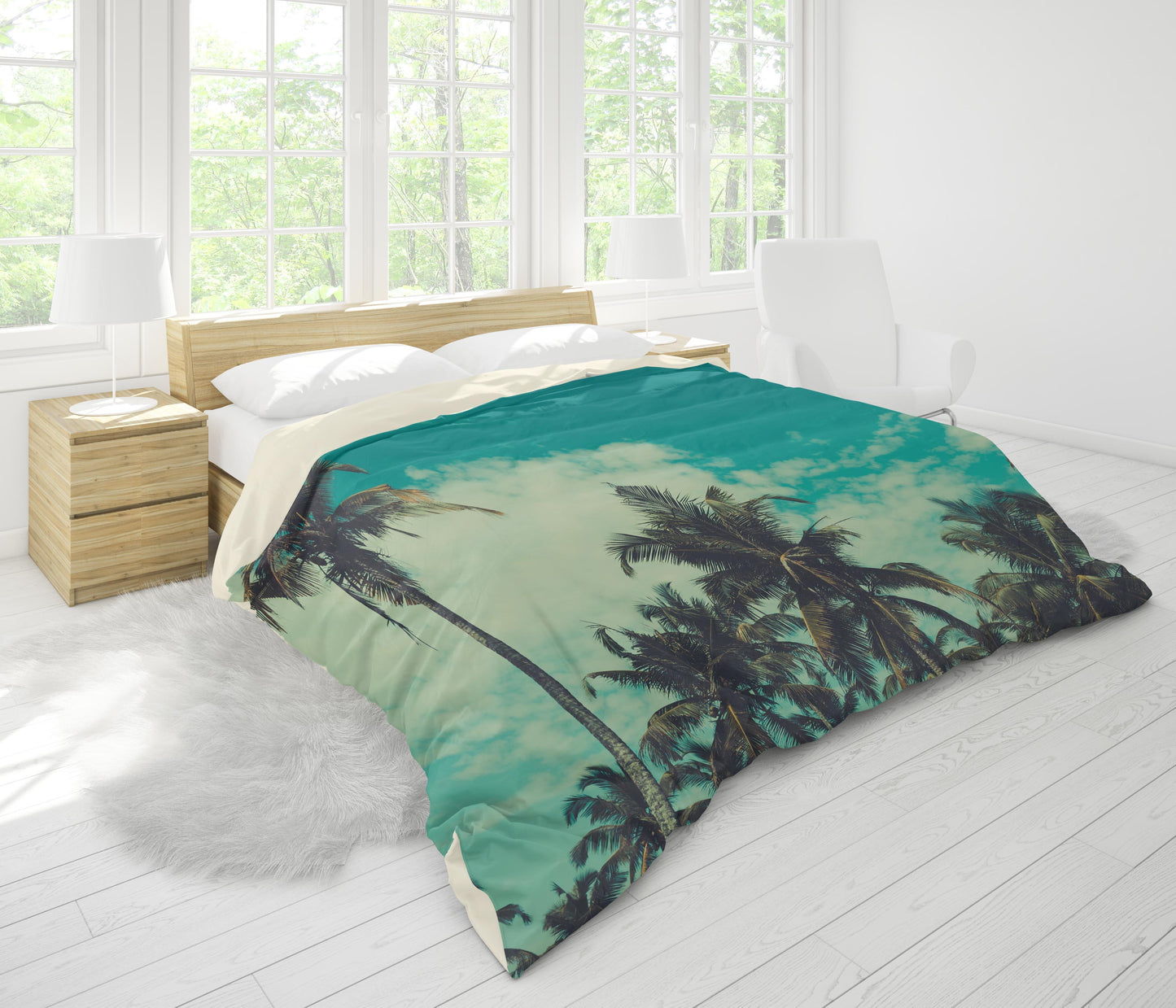 3D Blue Sea Coconut Tree Quilt Cover Set Bedding Set Pillowcases 24