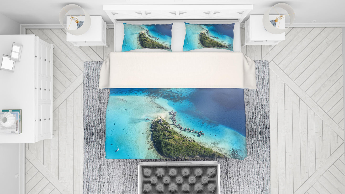 3D Blue Sea Island Forest Quilt Cover Set Bedding Set Pillowcases 43