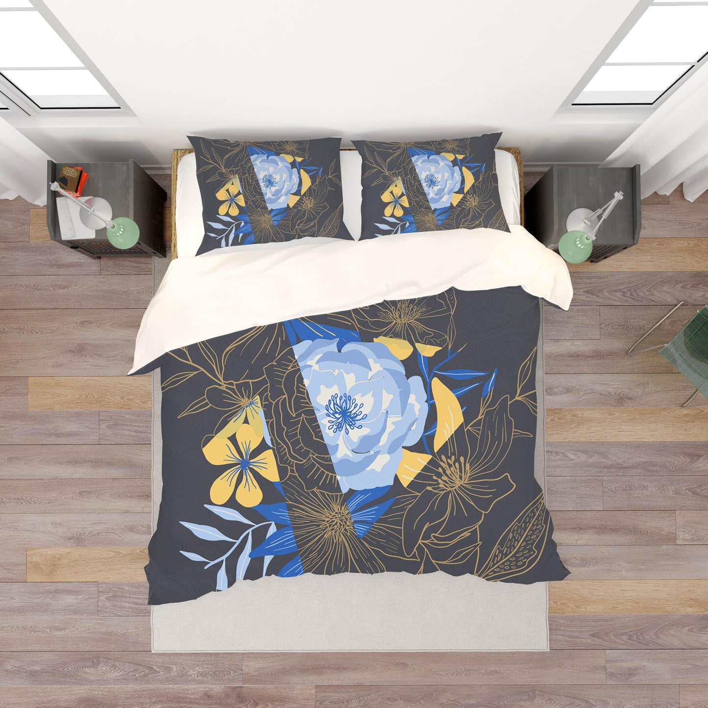 3D Blue Flowers Quilt Cover Set Bedding Set Pillowcases 101