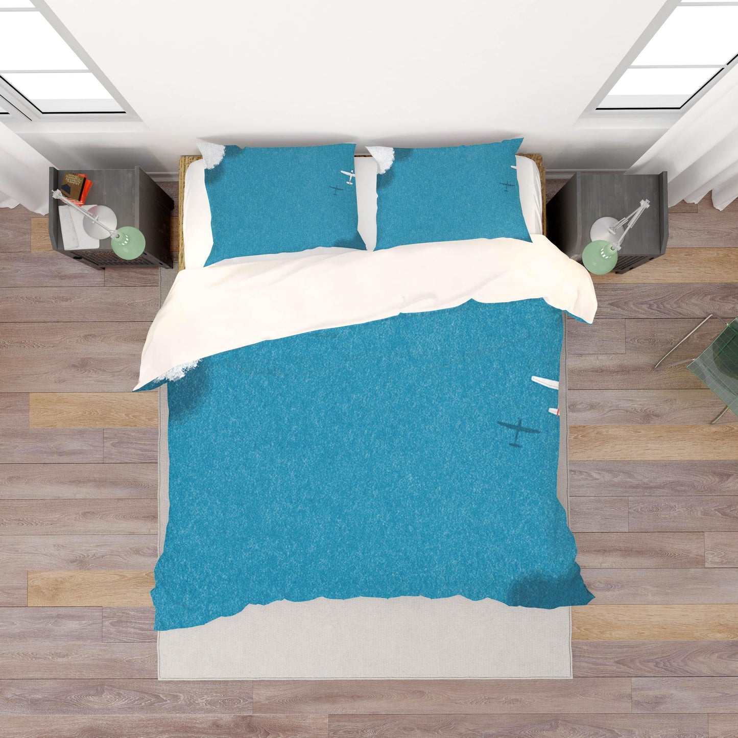3D Blue Sky Plane Quilt Cover Set Bedding Set Pillowcases 107