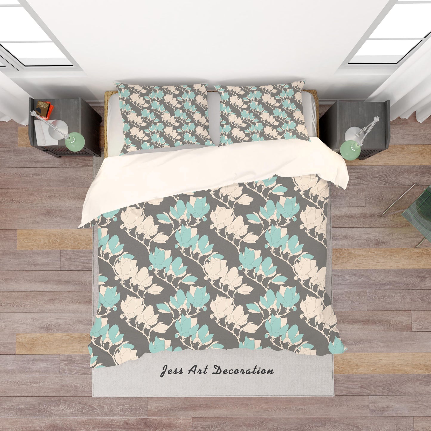 3D Black Green Floral Quilt Cover Set Bedding Set Pillowcases 25