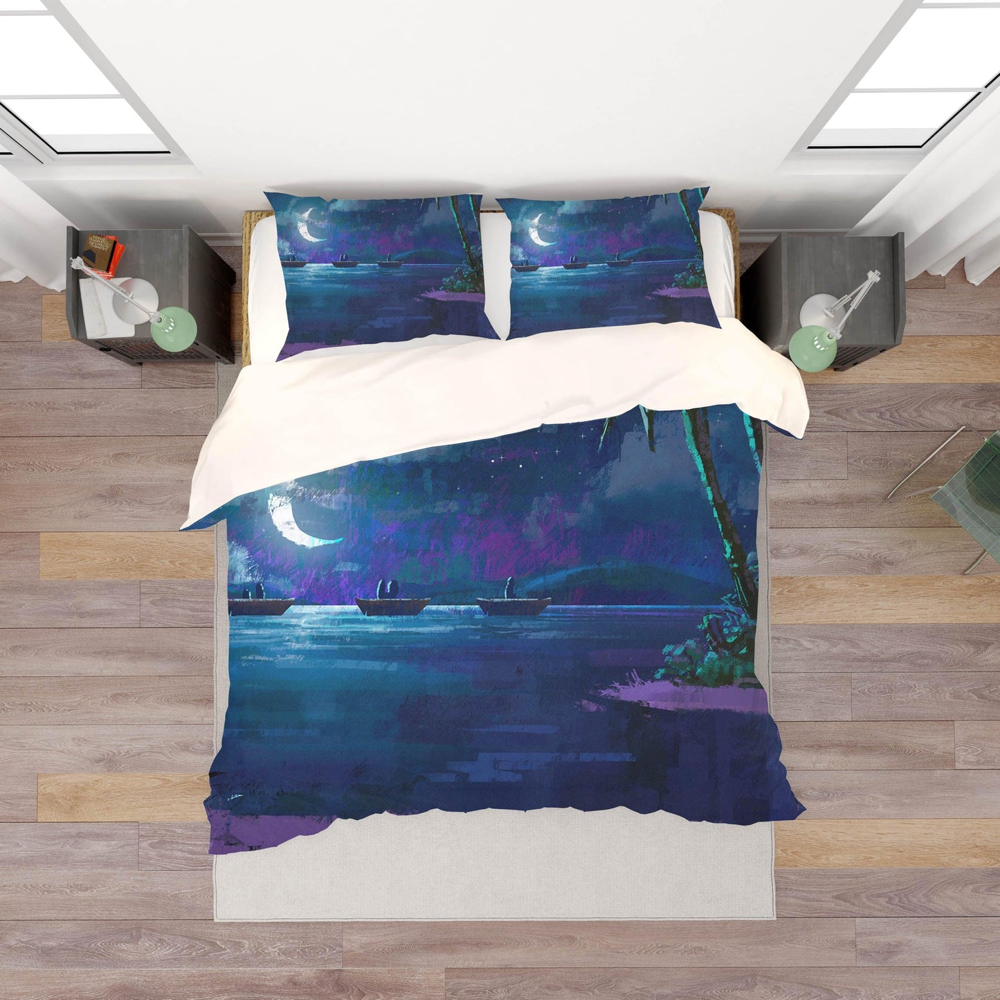 3D Blue Sea Moon Quilt Cover Set Bedding Set Pillowcases  14