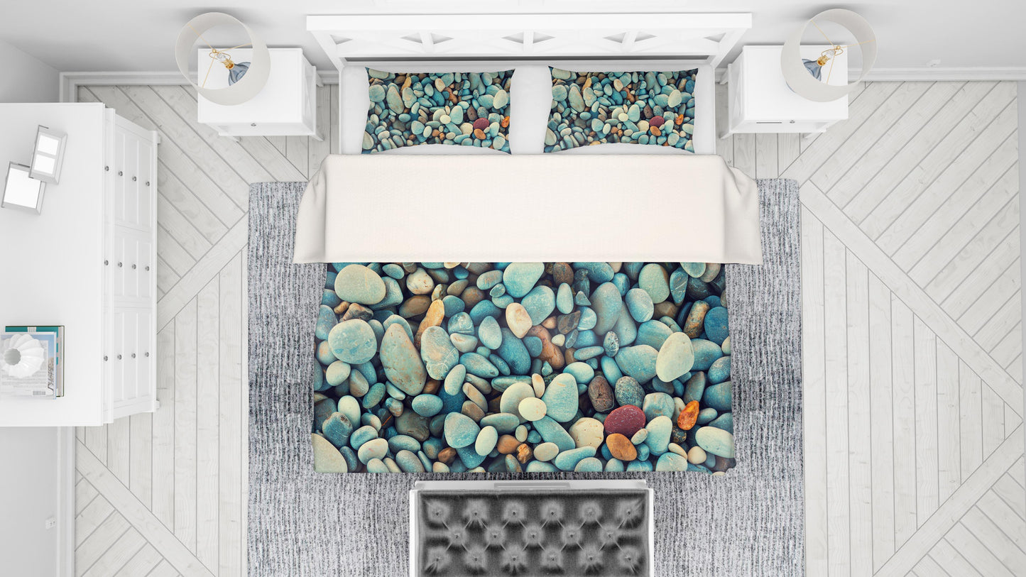 3D Blue Stone Quilt Cover Set Bedding Set Pillowcases 22