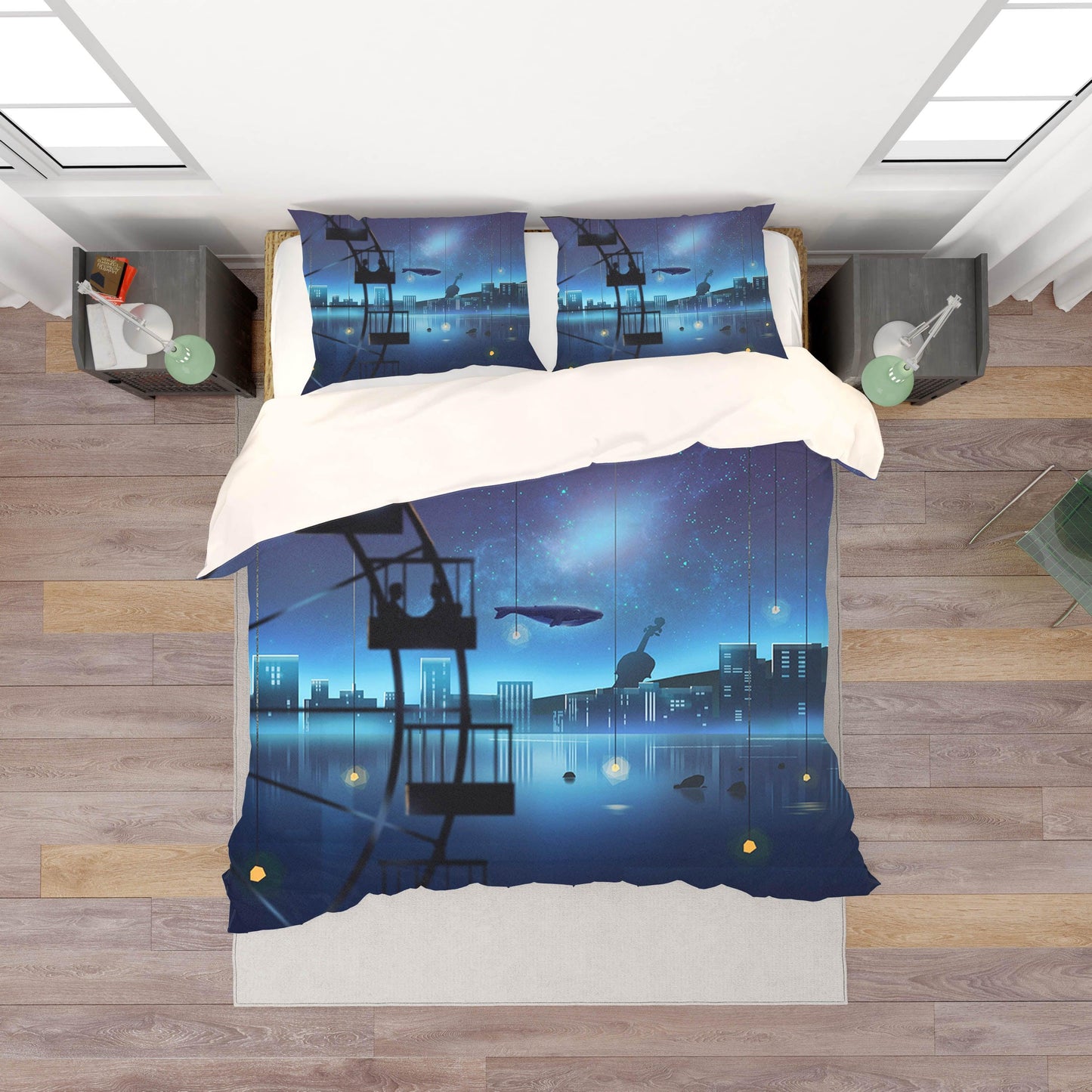 3D Blue City Quilt Cover Set Bedding Set Pillowcases 150
