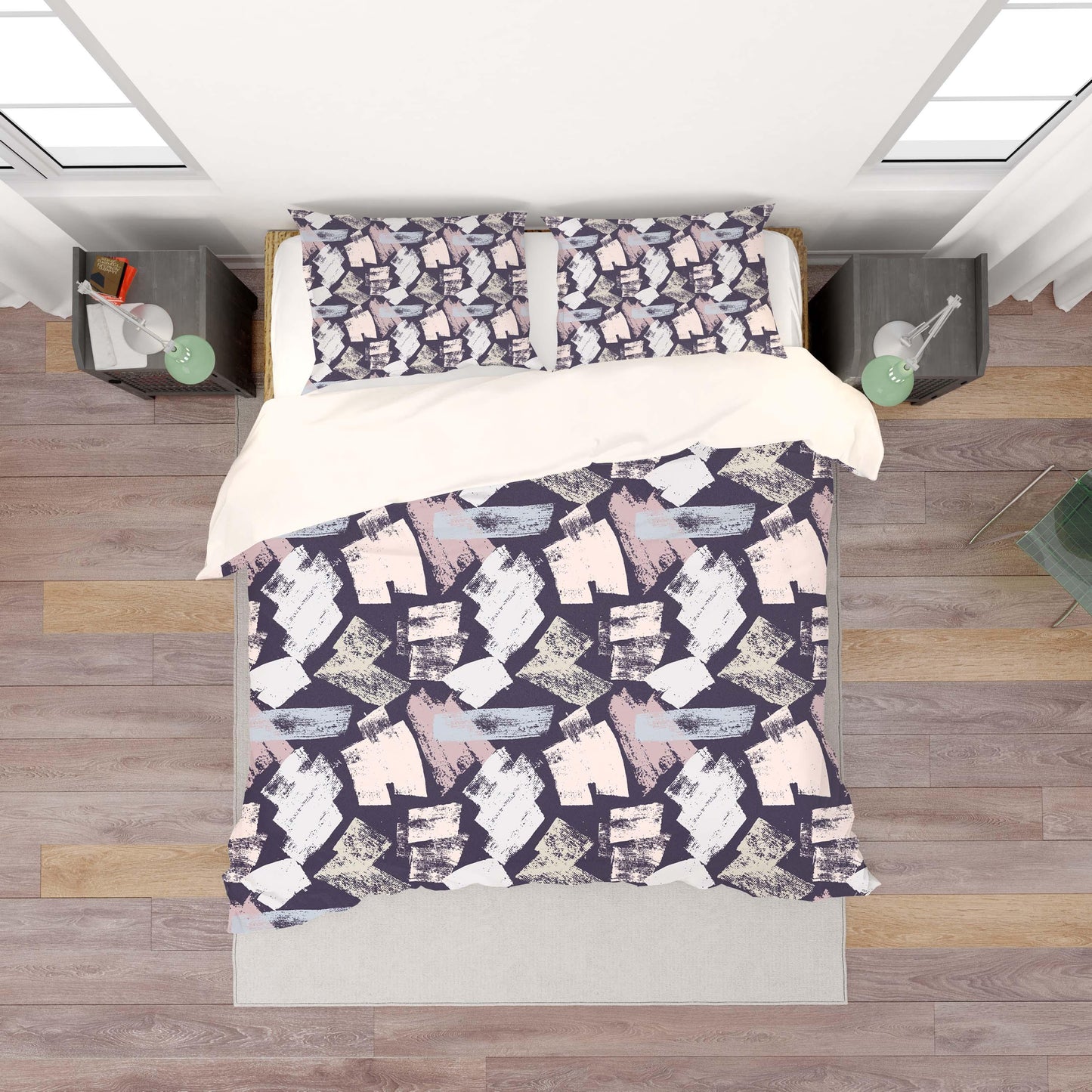 3D Black Blue Pink Yellow Smear Quilt Cover Set Bedding Set Pillowcases 139