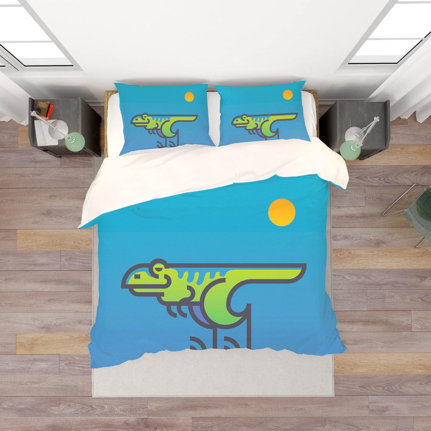 3D Cartoon Animal Blue Quilt Cover Set Bedding Set Pillowcases 139