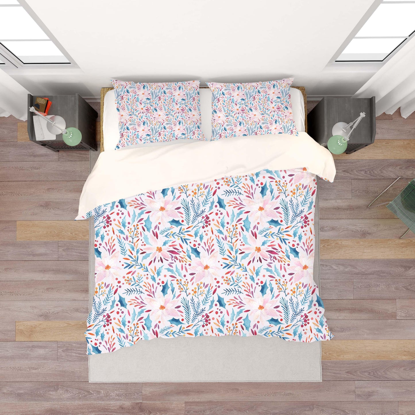 3D Blue Floral Leaves Quilt Cover Set Bedding Set Pillowcases 81