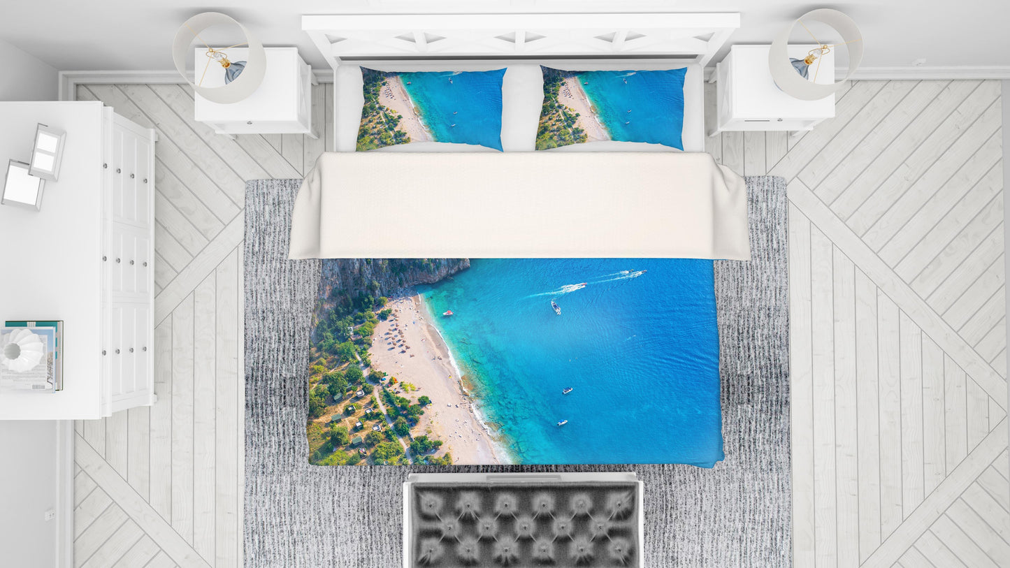3D Blue Sea Beach Forest Coastal Quilt Cover Set Bedding Set Pillowcases 90