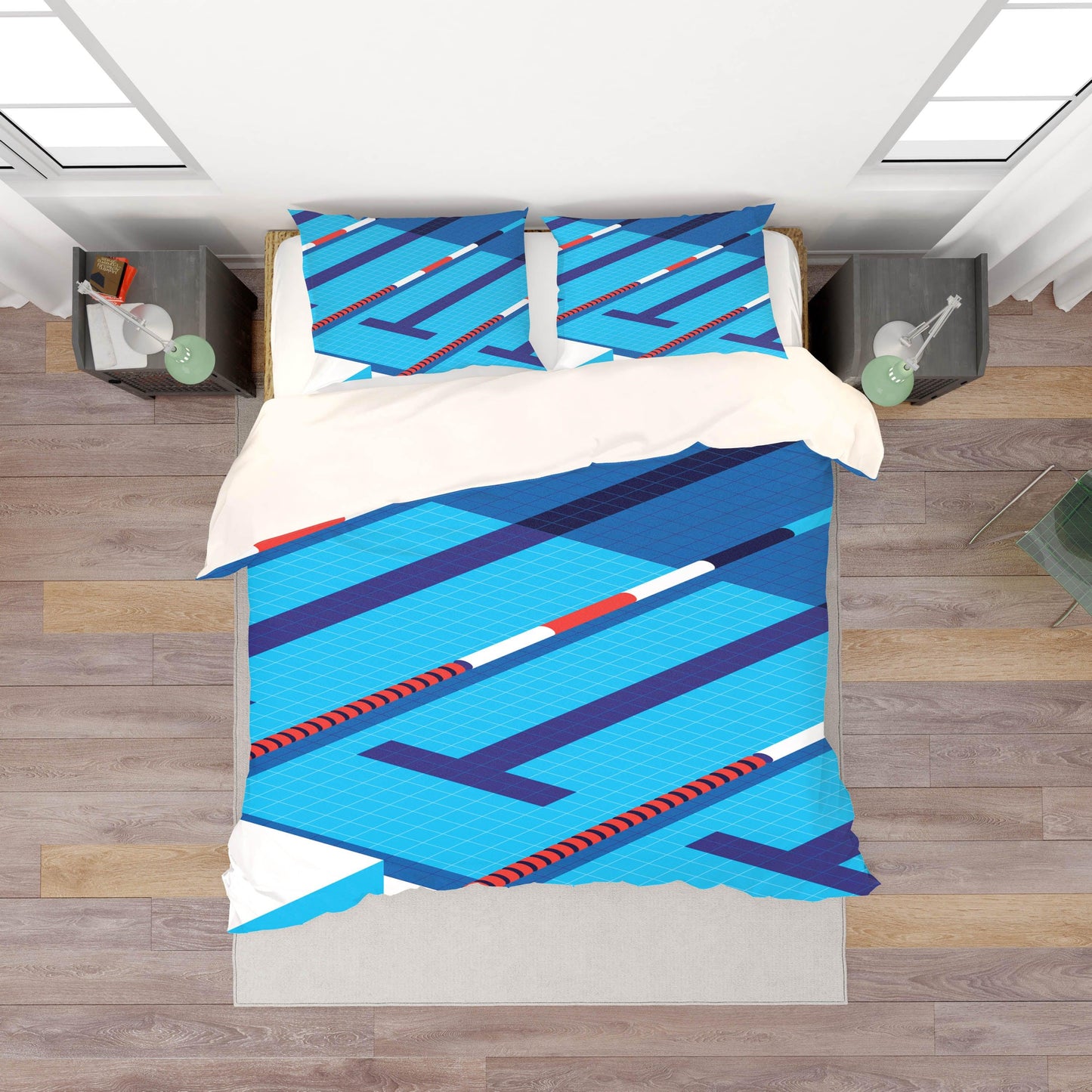 3D Blue Geometry Pattern Quilt Cover Set Bedding Set Pillowcases  48