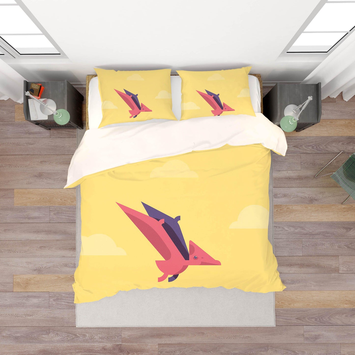 3D Bat Yellow Quilt Cover Set Bedding Set Pillowcases 119