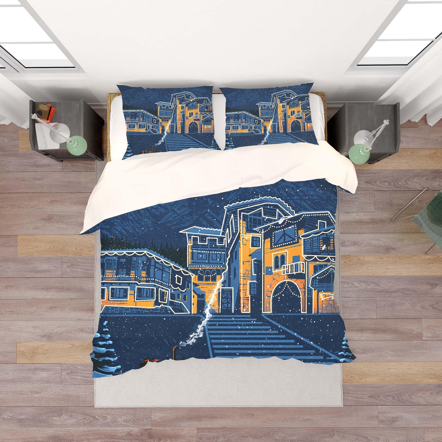 3D Blue Cartoon City Quilt Cover Set Bedding Set Pillowcases 176