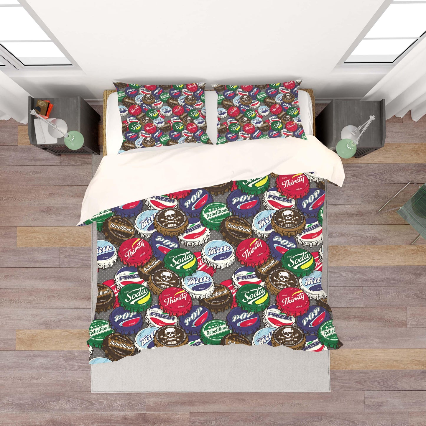 3D Bottle Cap Quilt Cover Set Bedding Set Pillowcases 100