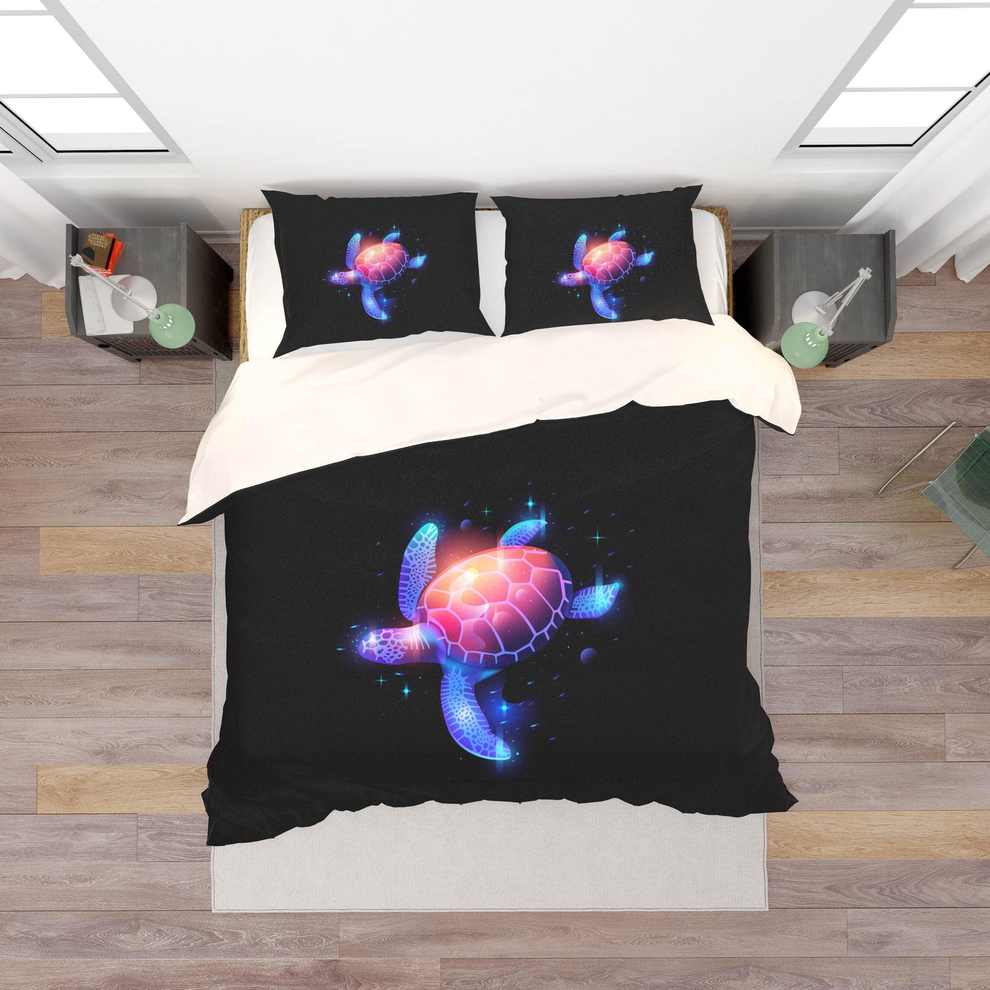 3D Blue Aurora Turtle Quilt Cover Set Bedding Set Pillowcases 94