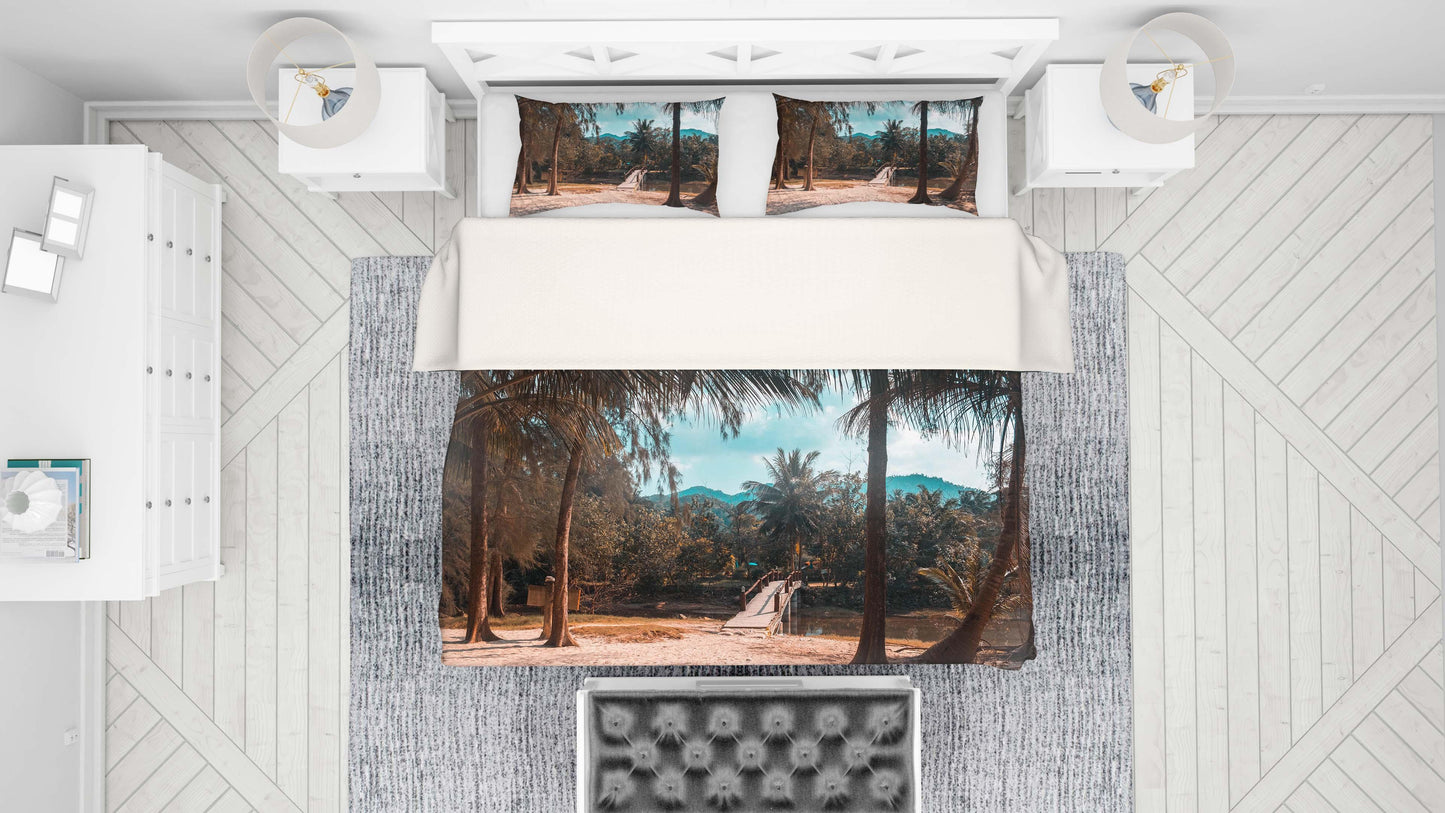 3D Bridge Forest Trees Tropical Quilt Cover Set Bedding Set Pillowcases 60