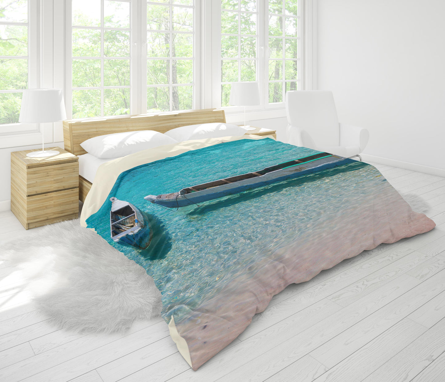 3D Blue Sea Boat Quilt Cover Set Bedding Set Pillowcases 23