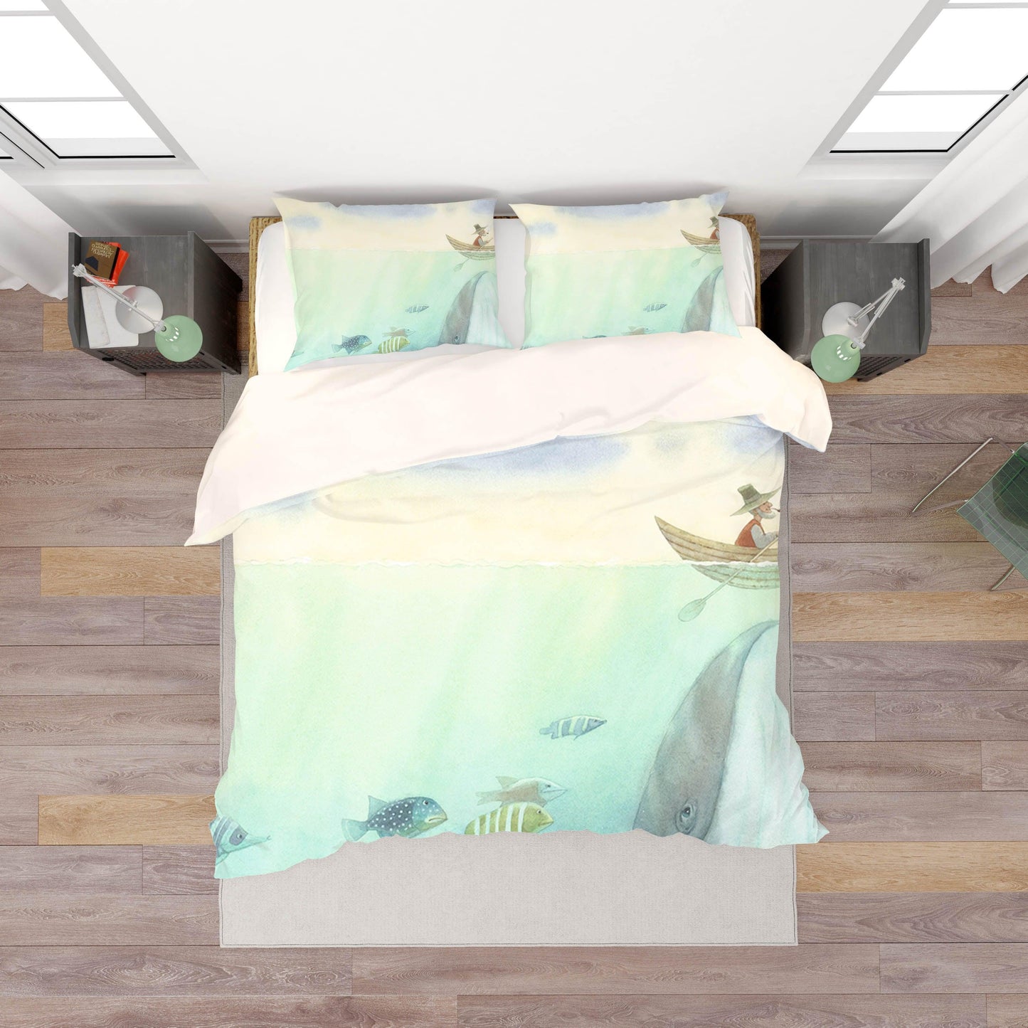 3D Cartoon Fish Boat Quilt Cover Set Bedding Set Pillowcases 178