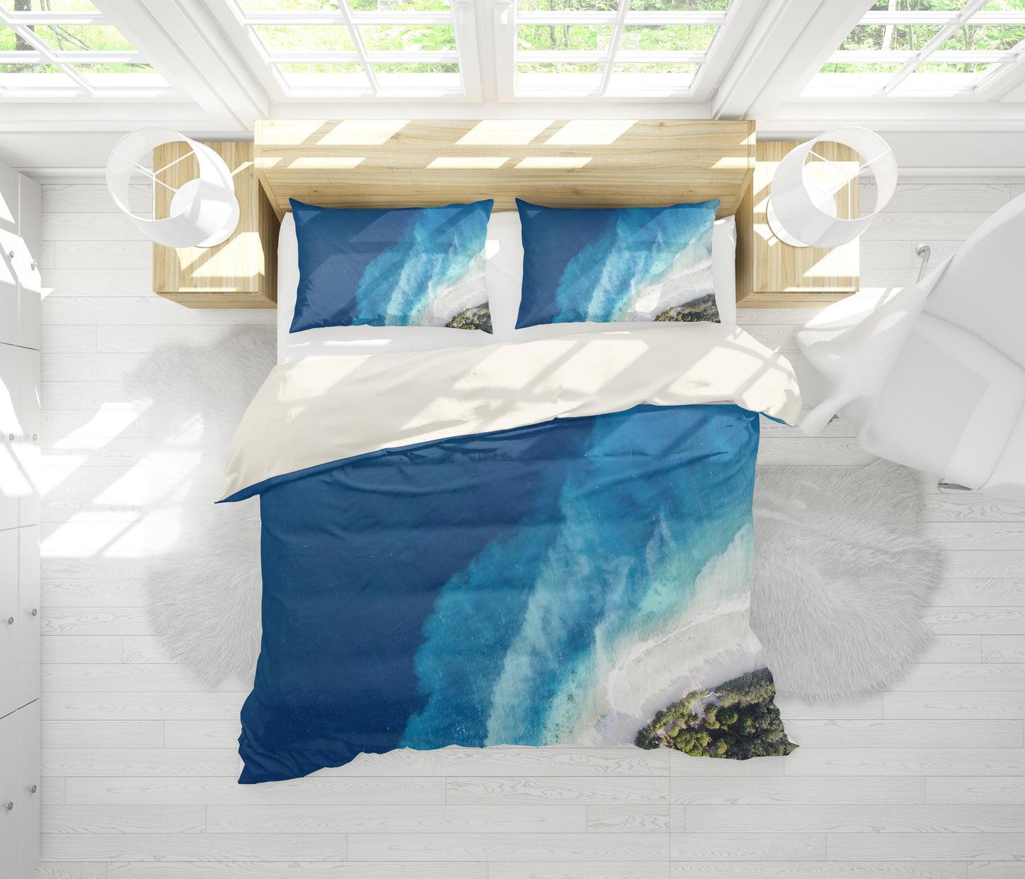 3D Blue Sea Wave Forest Quilt Cover Set Bedding Set Pillowcases 32