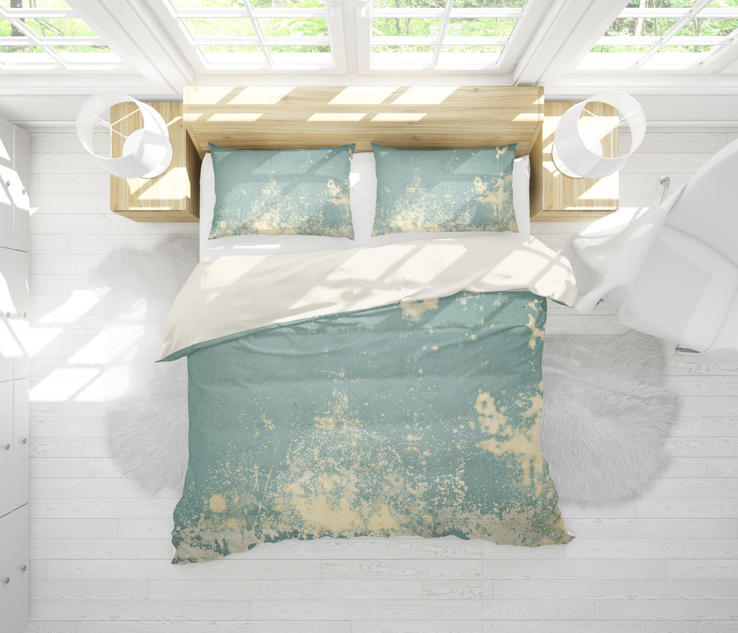 3D Blue Wall Peeling Quilt Cover Set Bedding Set Pillowcases 104