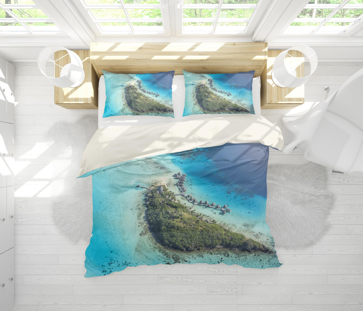 3D Blue Sea Island Forest Quilt Cover Set Bedding Set Pillowcases 43