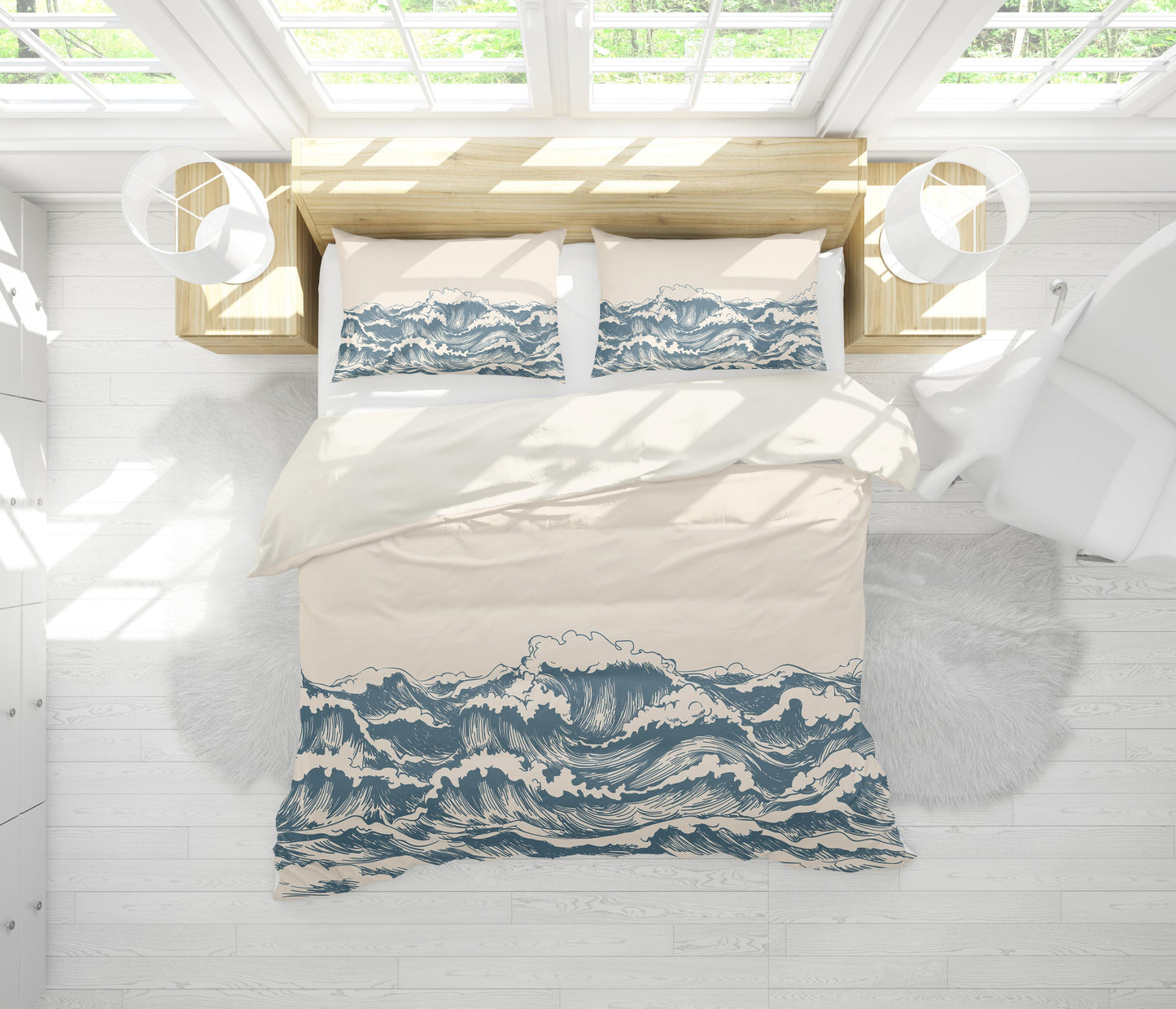 3D Blue Wave Quilt Cover Set Bedding Set Pillowcases 118
