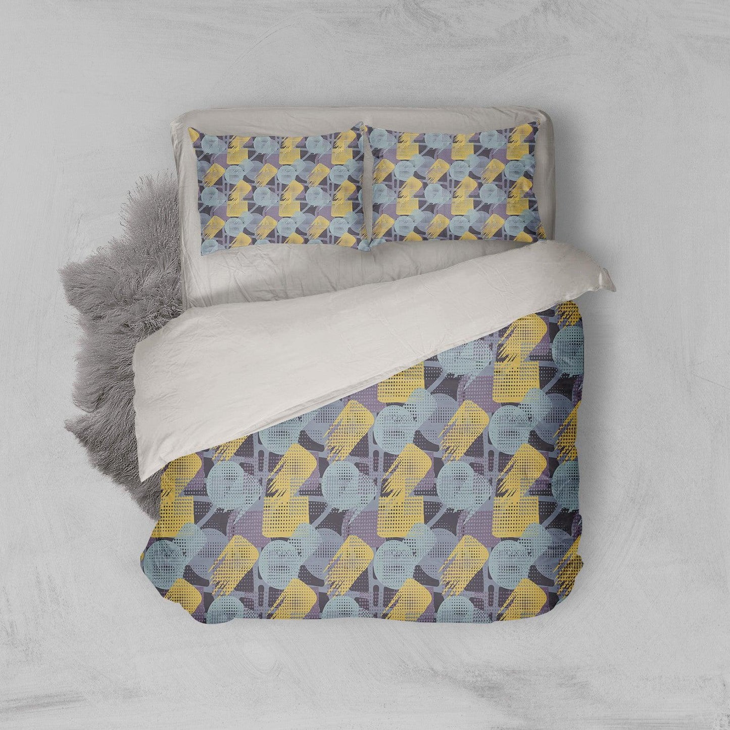 3D Blue Yellow Smear Geometric Quilt Cover Set Bedding Set Pillowcases 201
