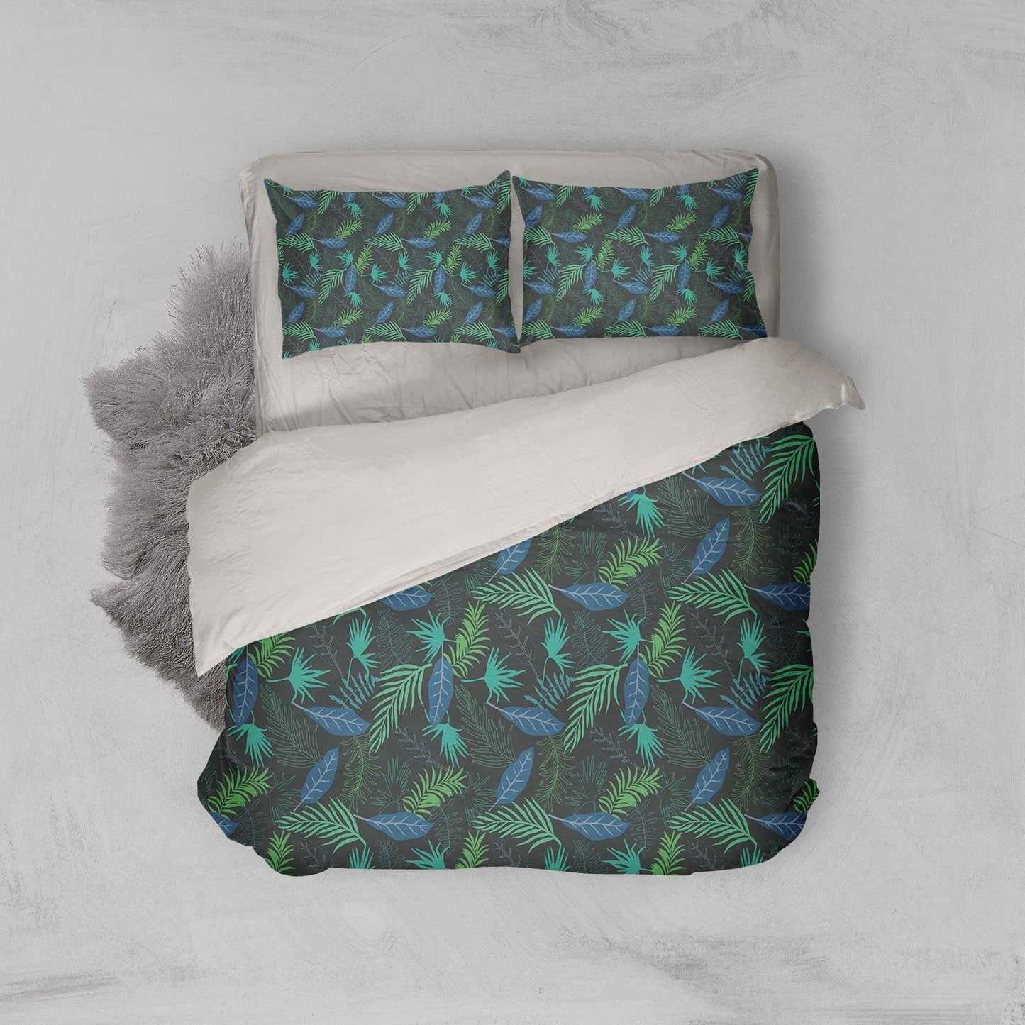 3D Black Green Leaves Quilt Cover Set Bedding Set Pillowcases 214