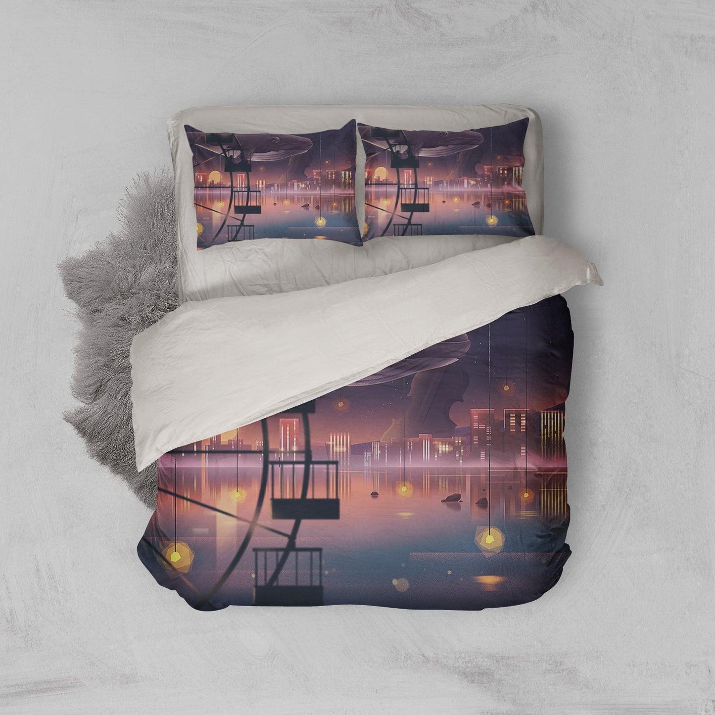 3D Cartoon City Quilt Cover Set Bedding Set Pillowcases 135