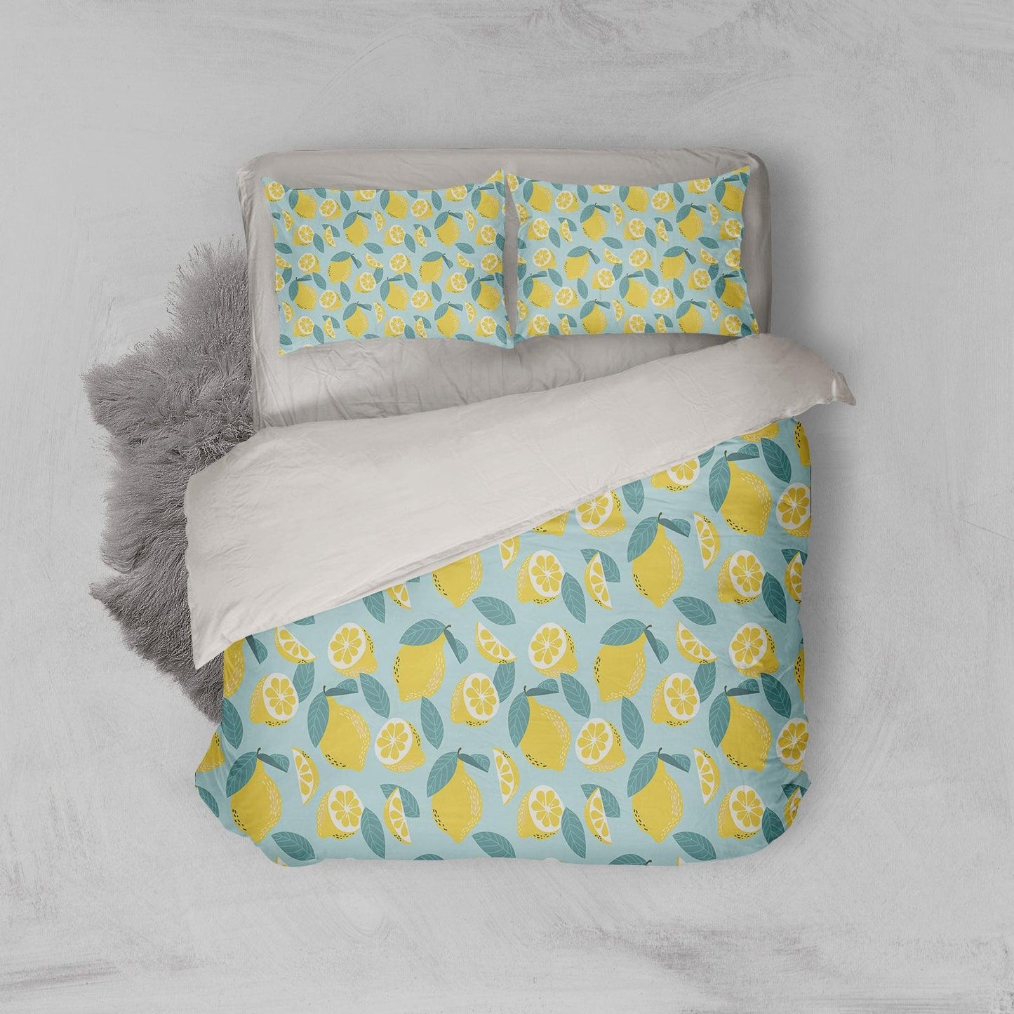 3D Blue Yellow Lemon Quilt Cover Set Bedding Set Pillowcases 215