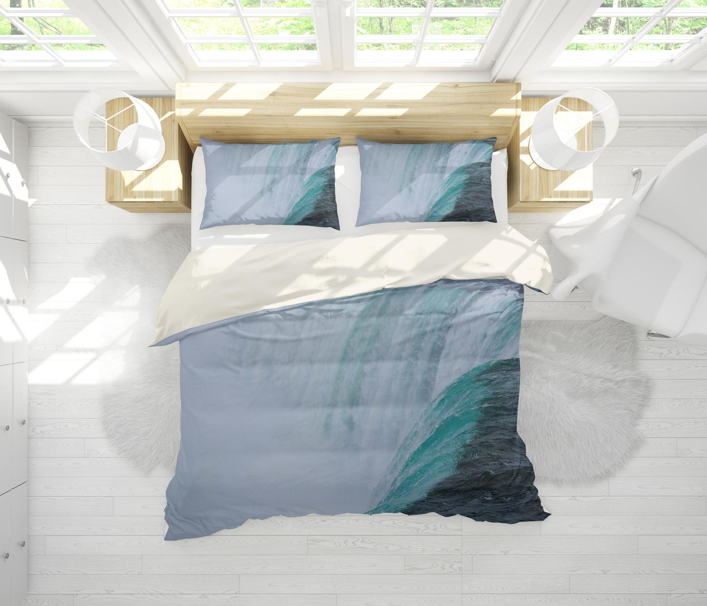 3D Blue Sea Waterfall Quilt Cover Set Bedding Set Pillowcases 94