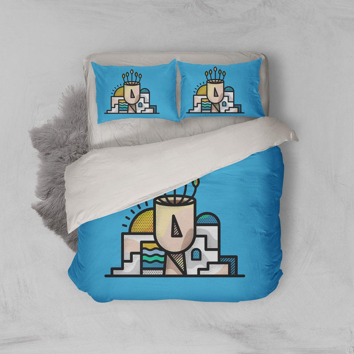 3D Blue Cartoon Quilt Cover Set Bedding Set Pillowcases 108