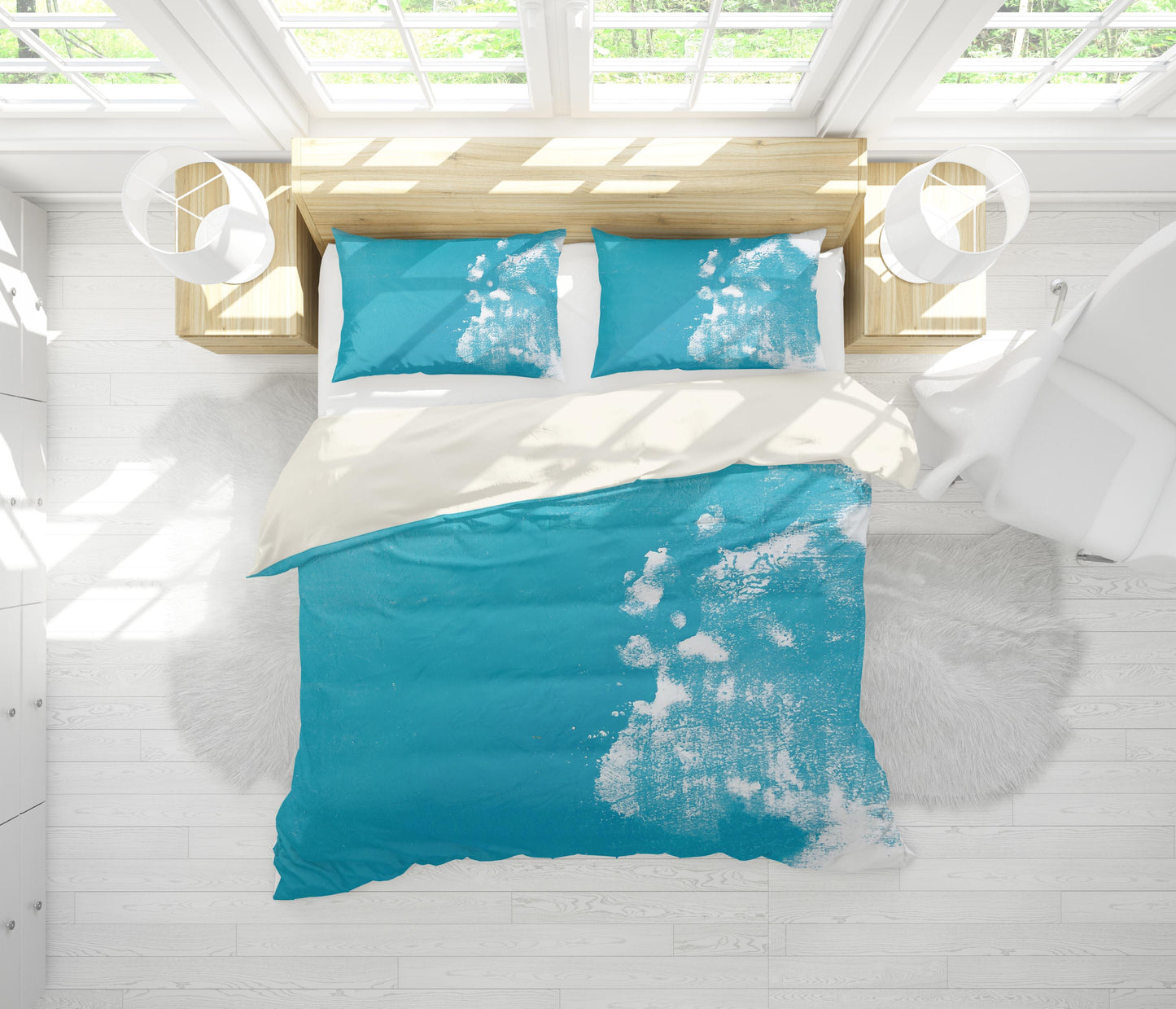3D Blue Watercolor Quilt Cover Set Bedding Set Pillowcases 113