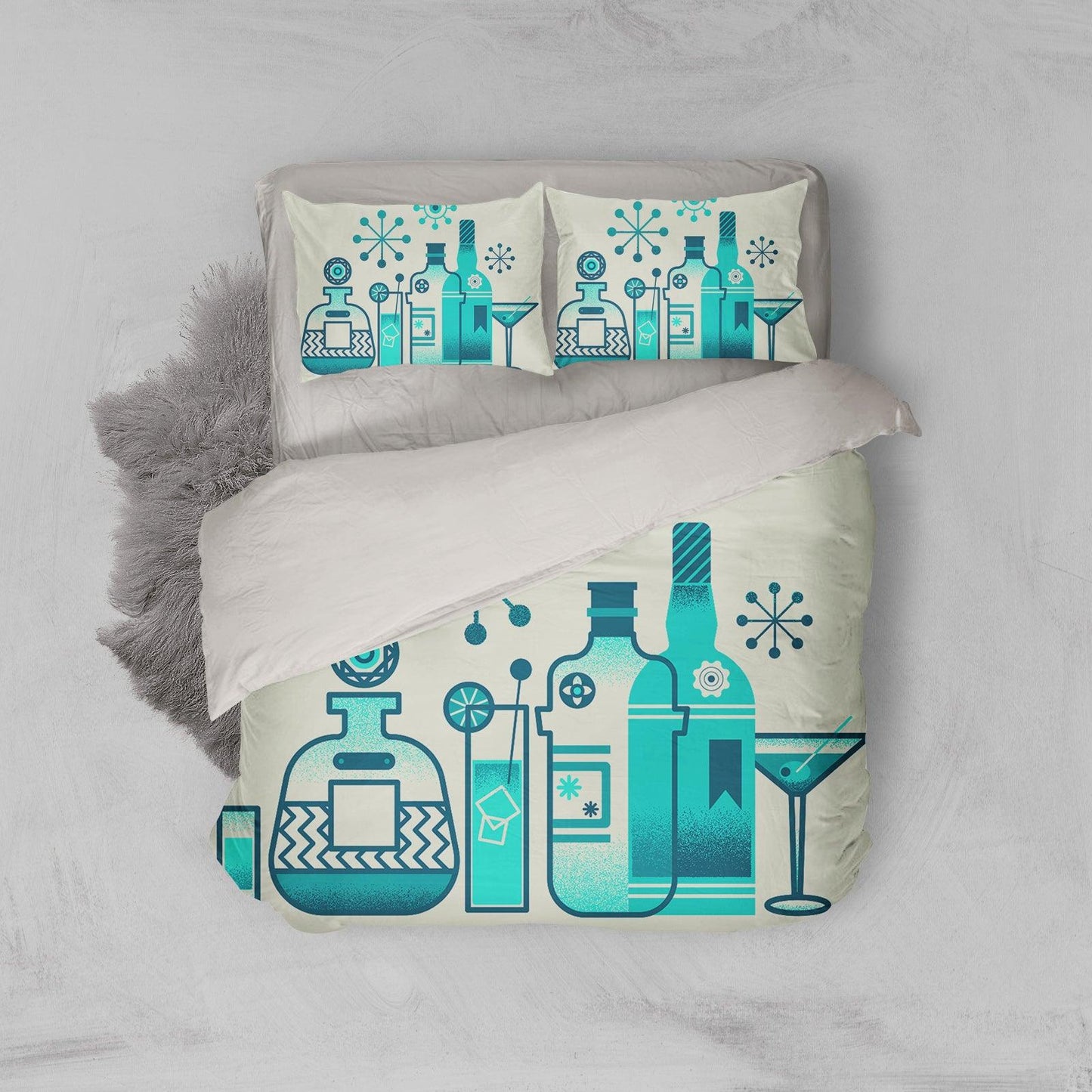 3D Cartoon Blue Wine Bottle Quilt Cover Set Bedding Set Pillowcases  13