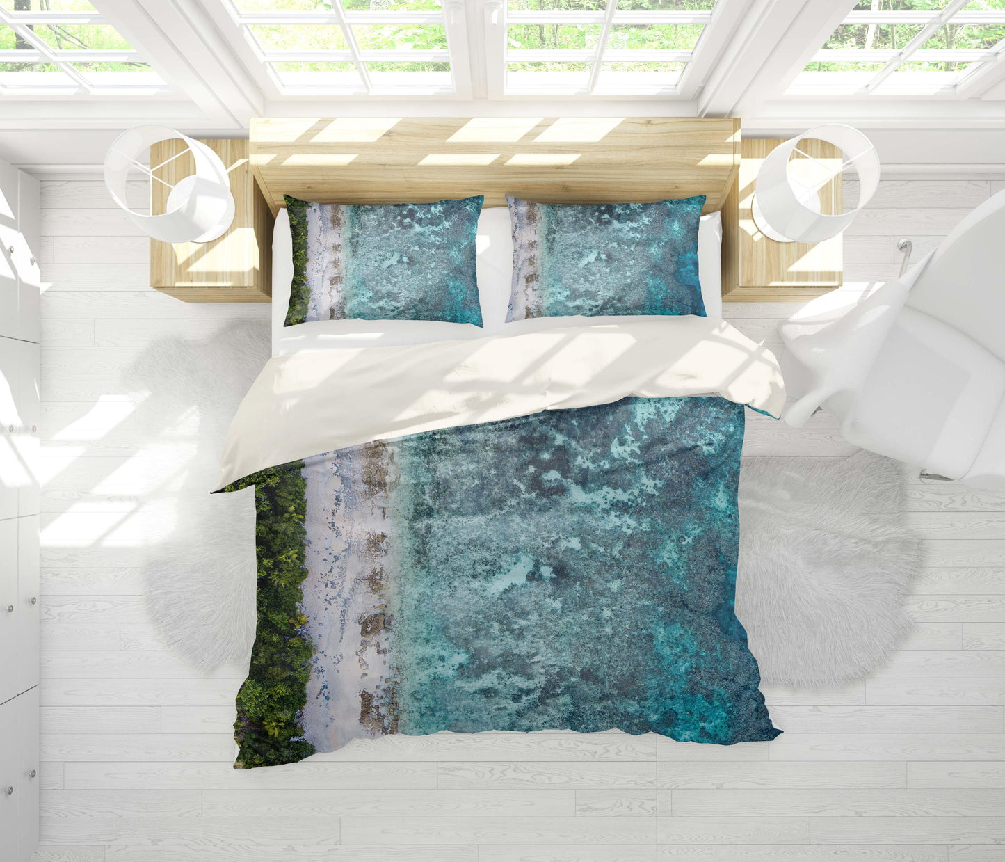 3D Blue Sea Wave Plants Quilt Cover Set Bedding Set Pillowcases 91