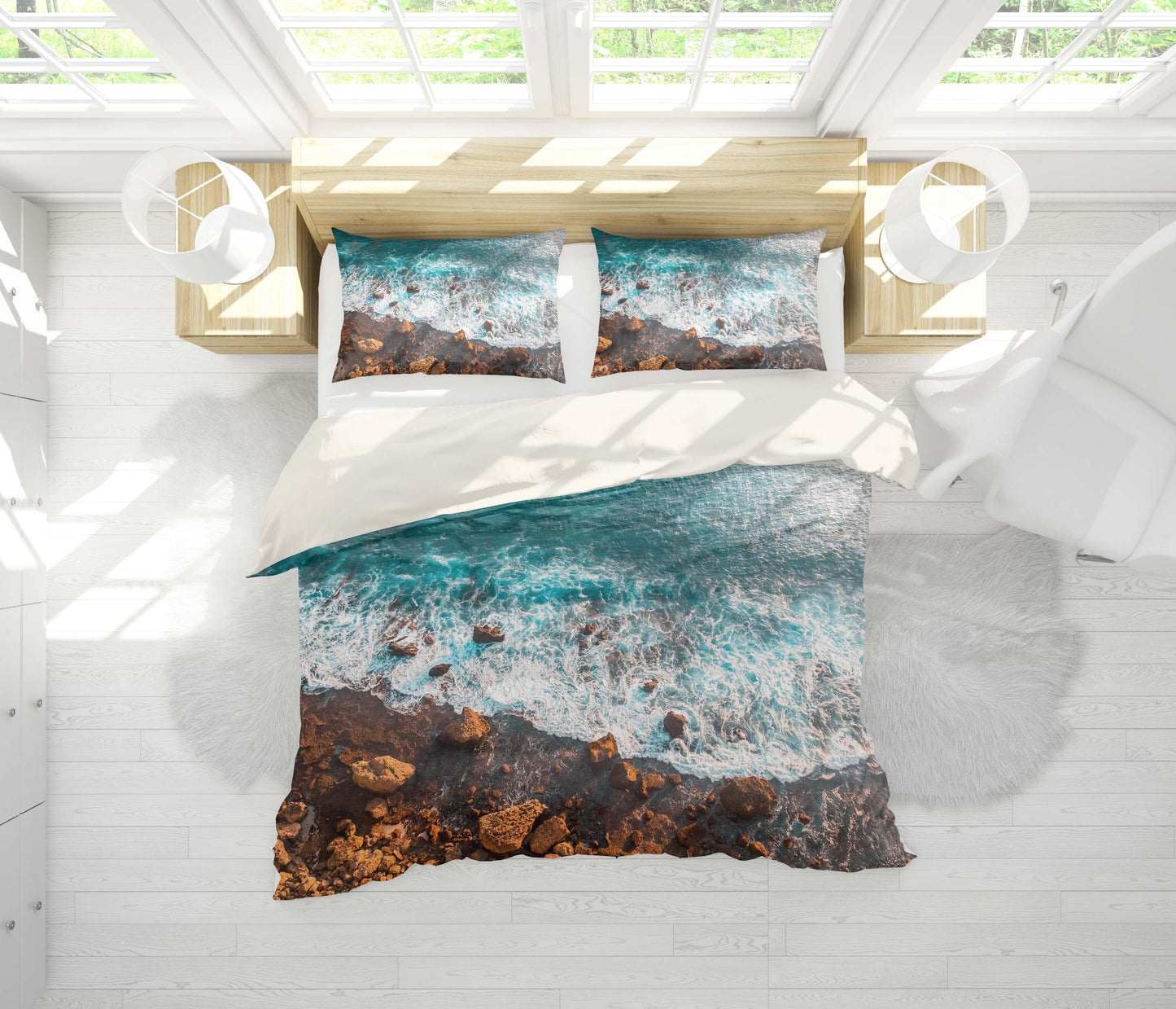 3D Blue Sea Wave Stone Quilt Cover Set Bedding Set Pillowcases 69
