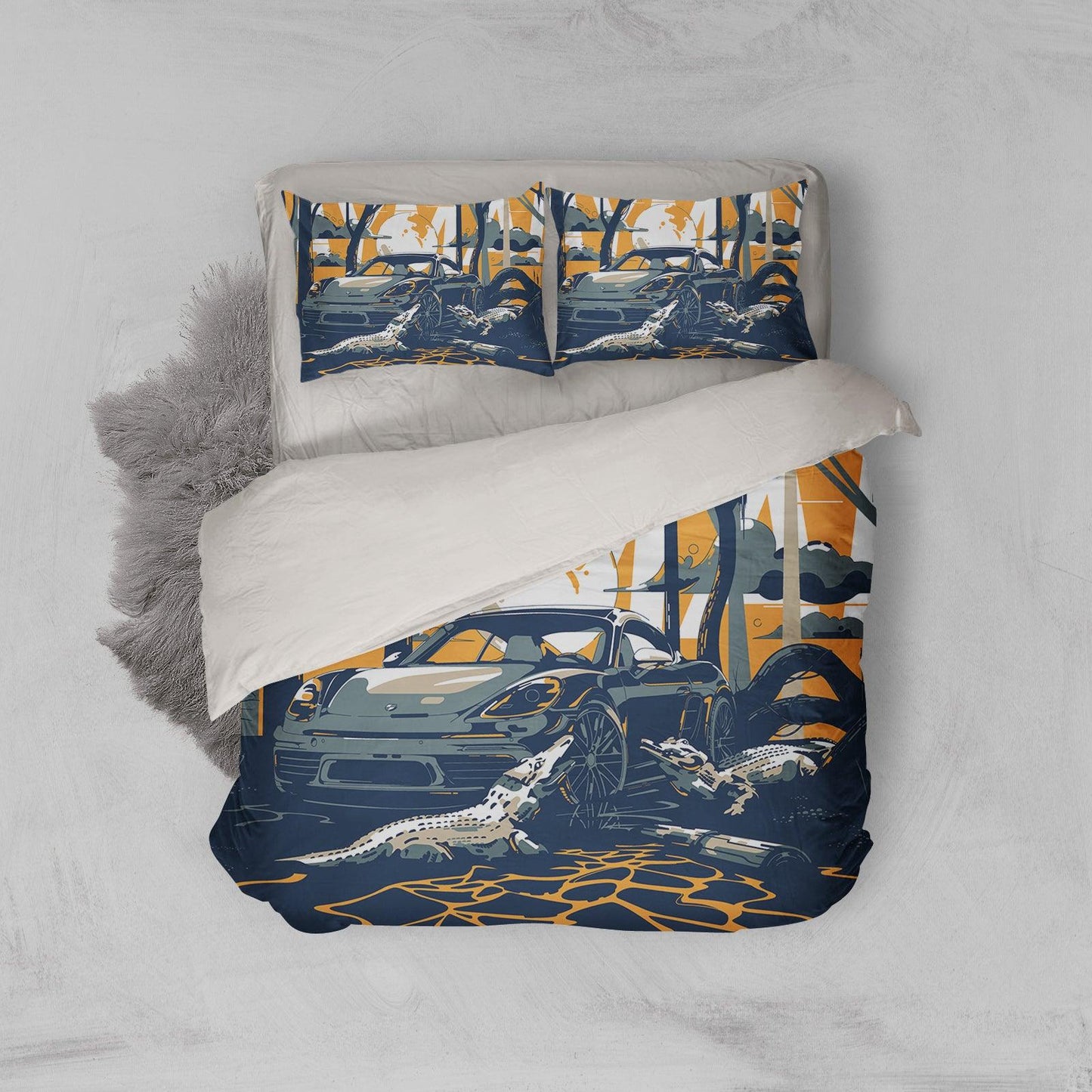 3D Car Crocodile Quilt Cover Set Bedding Set Pillowcases  6