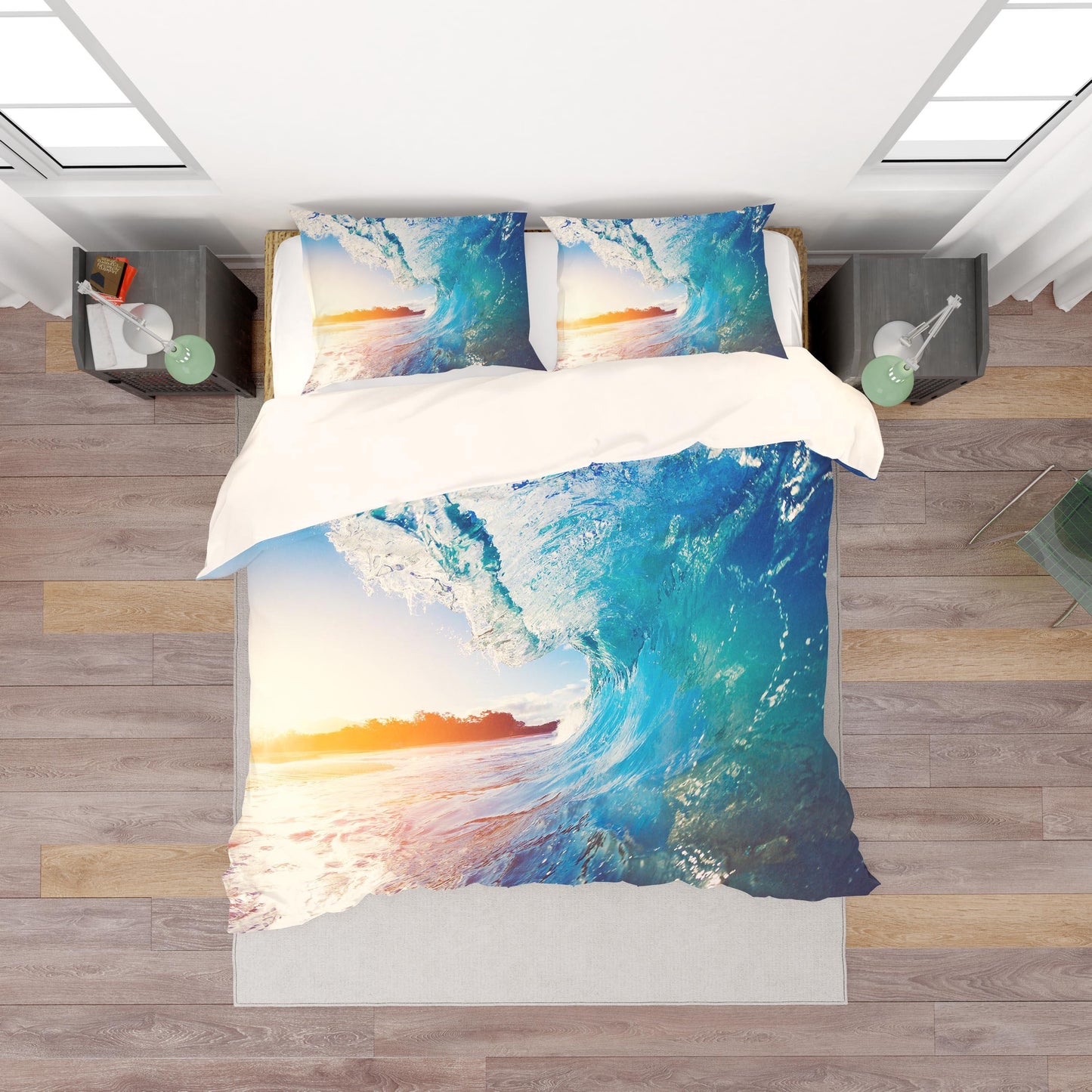 3D Blue Sea Wave Quilt Cover Set Bedding Set Pillowcases 16
